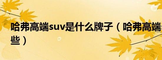 哈弗高端suv是什么牌子（哈弗高端suv有哪些）