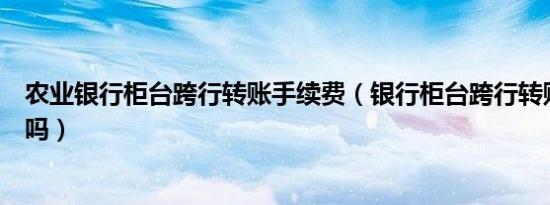 农业银行柜台跨行转账手续费（银行柜台跨行转账要手续费吗）