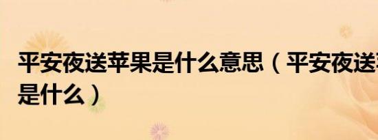 平安夜送苹果是什么意思（平安夜送苹果意思是什么）