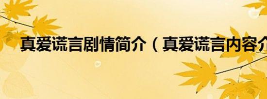 真爱谎言剧情简介（真爱谎言内容介绍）