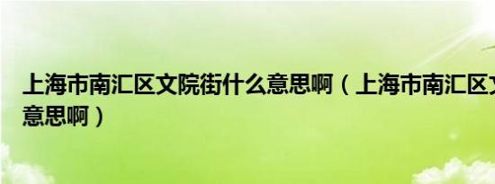 上海市南汇区文院街什么意思啊（上海市南汇区文院街什么意思啊）