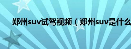 郑州suv试驾视频（郑州suv是什么车）