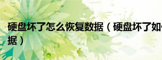 硬盘坏了怎么恢复数据（硬盘坏了如何恢复数据）