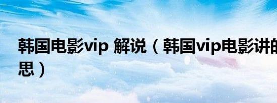 韩国电影vip 解说（韩国vip电影讲的什么意思）