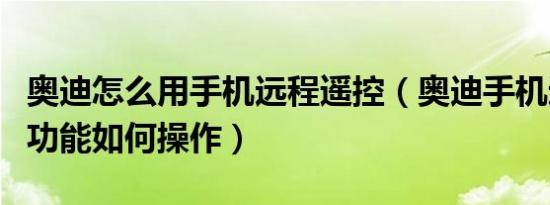 奥迪怎么用手机远程遥控（奥迪手机远程控制功能如何操作）