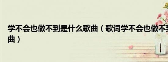 学不会也做不到是什么歌曲（歌词学不会也做不到是什么歌曲）
