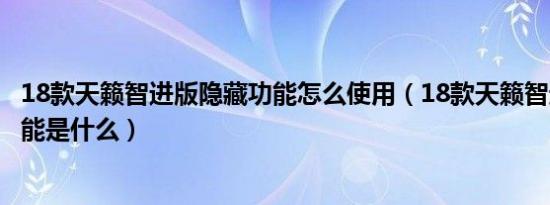 18款天籁智进版隐藏功能怎么使用（18款天籁智进版隐藏功能是什么）