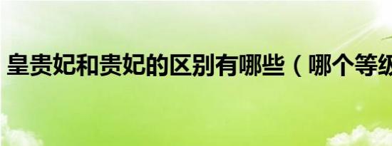 皇贵妃和贵妃的区别有哪些（哪个等级较高）