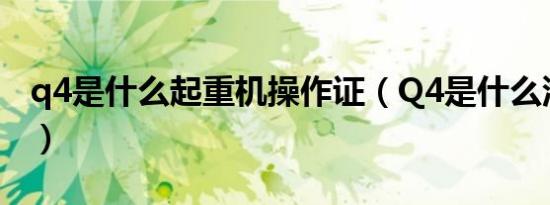 q4是什么起重机操作证（Q4是什么汽车标志）