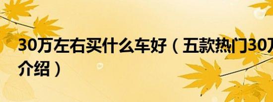 30万左右买什么车好（五款热门30万左右车介绍）