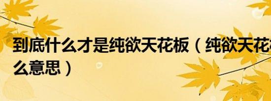到底什么才是纯欲天花板（纯欲天花板是指什么意思）