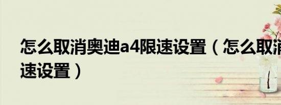 怎么取消奥迪a4限速设置（怎么取消奥迪限速设置）