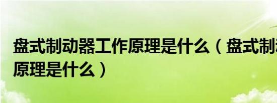 盘式制动器工作原理是什么（盘式制动器工作原理是什么）
