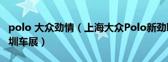 polo 大众劲情（上海大众Polo新劲取将于深圳车展）