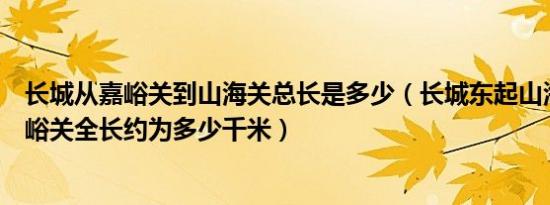 长城从嘉峪关到山海关总长是多少（长城东起山海关西到嘉峪关全长约为多少千米）