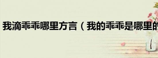 我滴乖乖哪里方言（我的乖乖是哪里的方言）