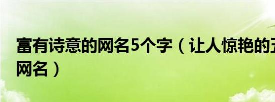 富有诗意的网名5个字（让人惊艳的五字诗意网名）