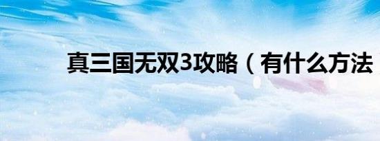 真三国无双3攻略（有什么方法）