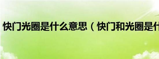 快门光圈是什么意思（快门和光圈是什么梗）