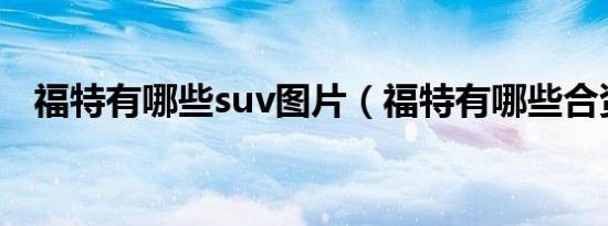 福特有哪些suv图片（福特有哪些合资车）