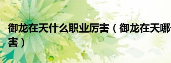 御龙在天什么职业厉害（御龙在天哪个职业厉害）