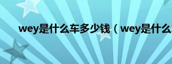 wey是什么车多少钱（wey是什么车）