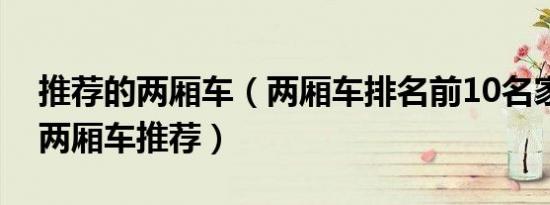 推荐的两厢车（两厢车排名前10名家用代步两厢车推荐）