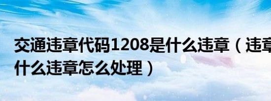 交通违章代码1208是什么违章（违章1208是什么违章怎么处理）