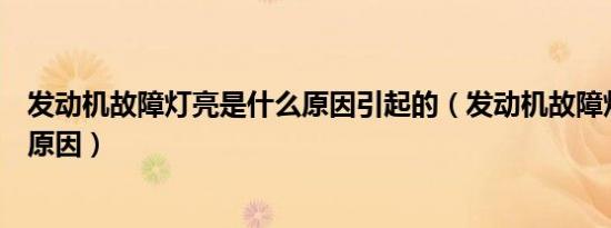 发动机故障灯亮是什么原因引起的（发动机故障灯亮是什么原因）