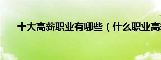 十大高薪职业有哪些（什么职业高薪）