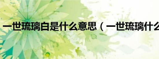 一世琉璃白是什么意思（一世琉璃什么意思）