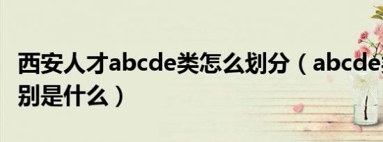 西安人才abcde类怎么划分（abcde类人才分别是什么）