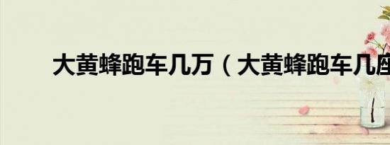 大黄蜂跑车几万（大黄蜂跑车几座）