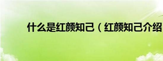 什么是红颜知己（红颜知己介绍）