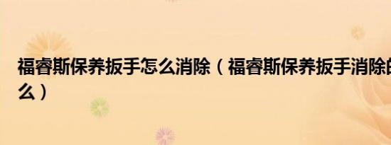 福睿斯保养扳手怎么消除（福睿斯保养扳手消除的方法是什么）