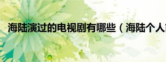 海陆演过的电视剧有哪些（海陆个人简介）