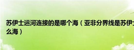 苏伊士运河连接的是哪个海（亚非分界线是苏伊士运河和什么海）