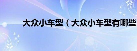 大众小车型（大众小车型有哪些）