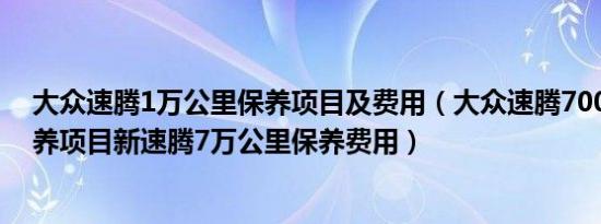 大众速腾1万公里保养项目及费用（大众速腾70000公里保养项目新速腾7万公里保养费用）
