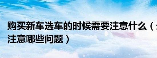 购买新车选车的时候需要注意什么（选购新车注意哪些问题）
