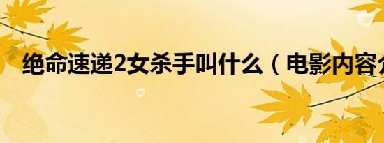 绝命速递2女杀手叫什么（电影内容介绍）