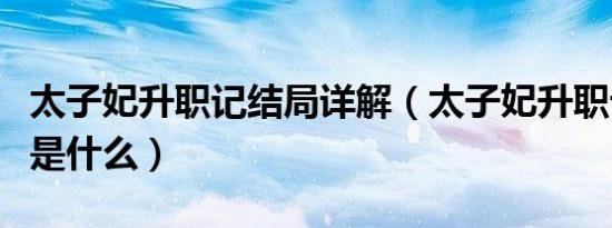 太子妃升职记结局详解（太子妃升职记大结局是什么）