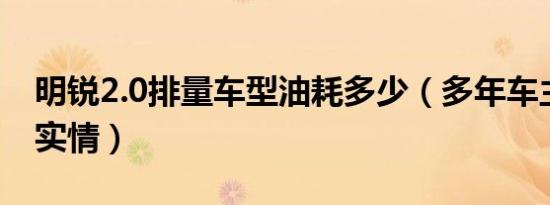 明锐2.0排量车型油耗多少（多年车主告诉你实情）