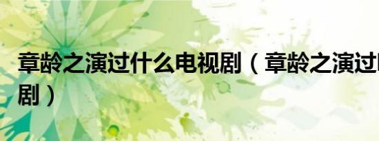 章龄之演过什么电视剧（章龄之演过哪些电视剧）