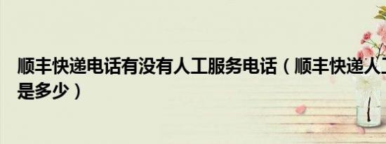 顺丰快递电话有没有人工服务电话（顺丰快递人工服务电话是多少）