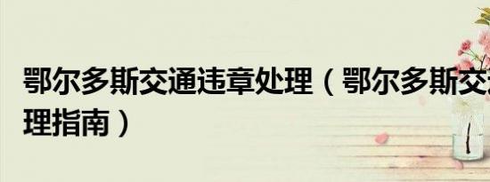 鄂尔多斯交通违章处理（鄂尔多斯交通违章处理指南）