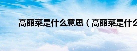 高丽菜是什么意思（高丽菜是什么）