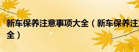 新车保养注意事项大全（新车保养注意事项大全）