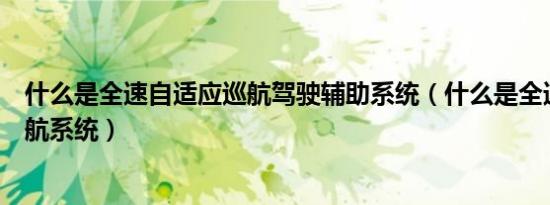 什么是全速自适应巡航驾驶辅助系统（什么是全速自适应巡航系统）