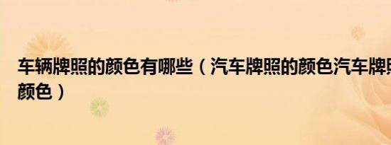 车辆牌照的颜色有哪些（汽车牌照的颜色汽车牌照有那几个颜色）